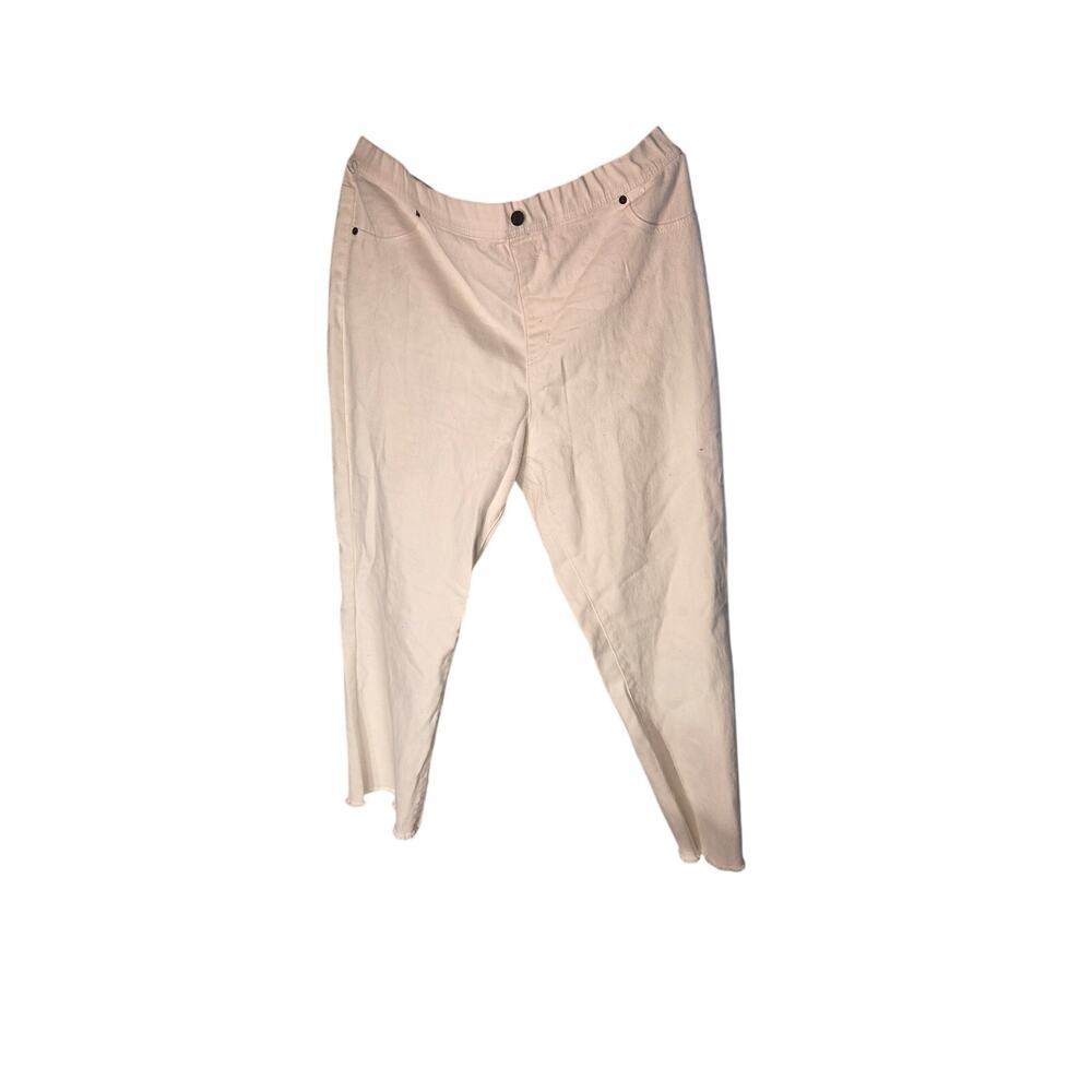 Just Be Womens Off White Cream Stretch Pull On Jeggings Raw Hem Jeans Size XL